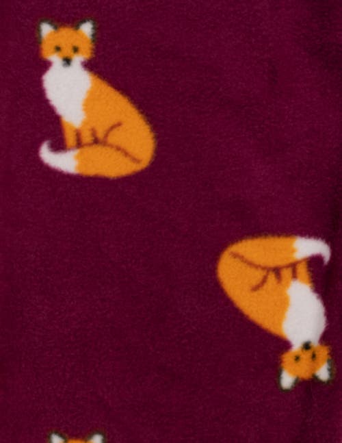 Leveret Fleece Printed Holiday Pajama Pants In Burgundy