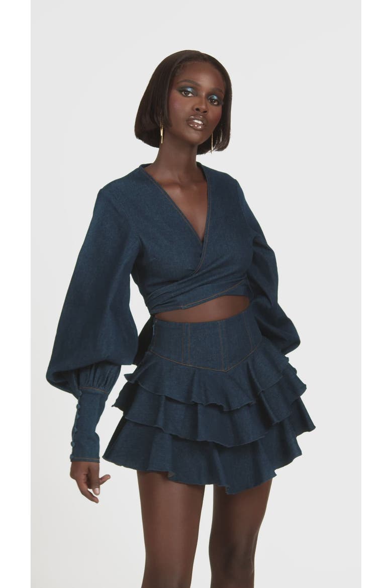 Denim Dana Wrap top, Alternate, color, Blue