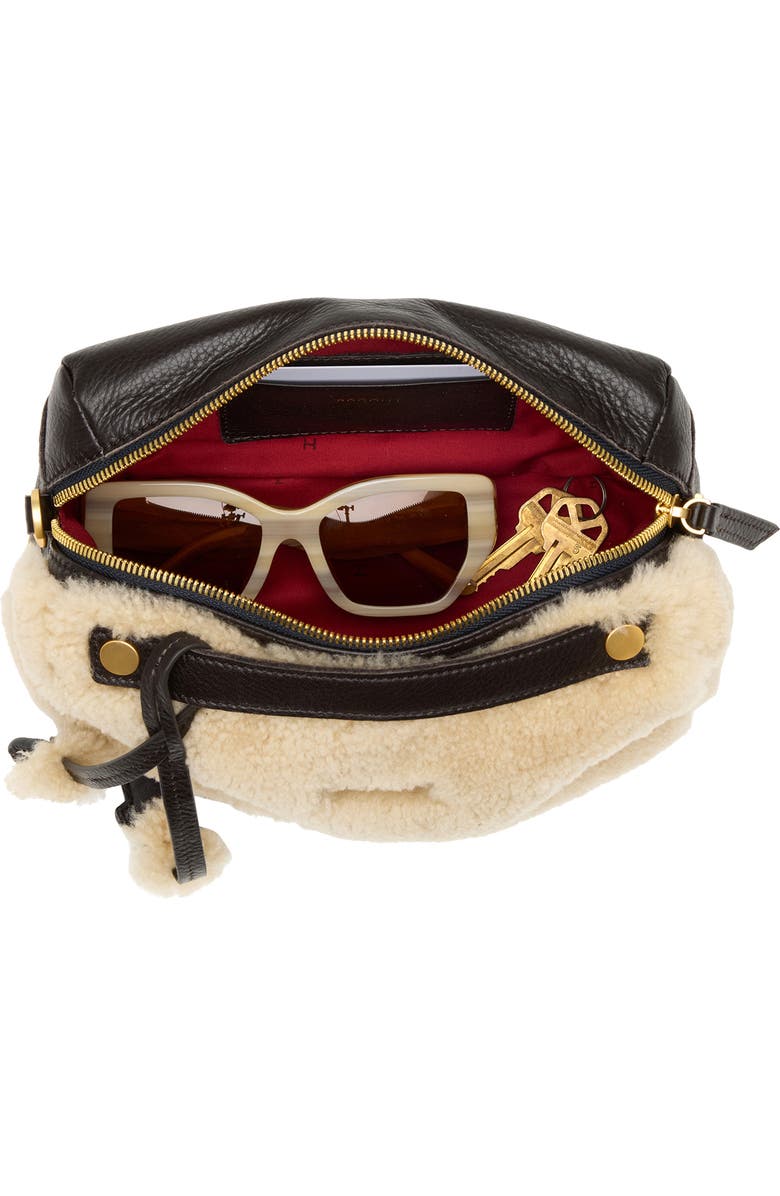 HAMMITT Small Evan Genuine Shearling Crossbody Bag, Alternate, color, Sundance Shearling/Gold