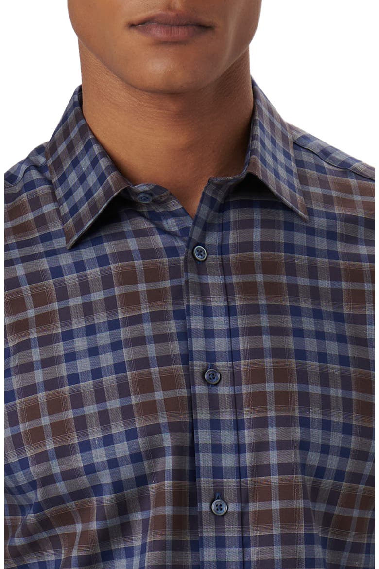 Julian Plaid Print Cotton Button-Up Shirt, Alternate, color, TRUFFLE