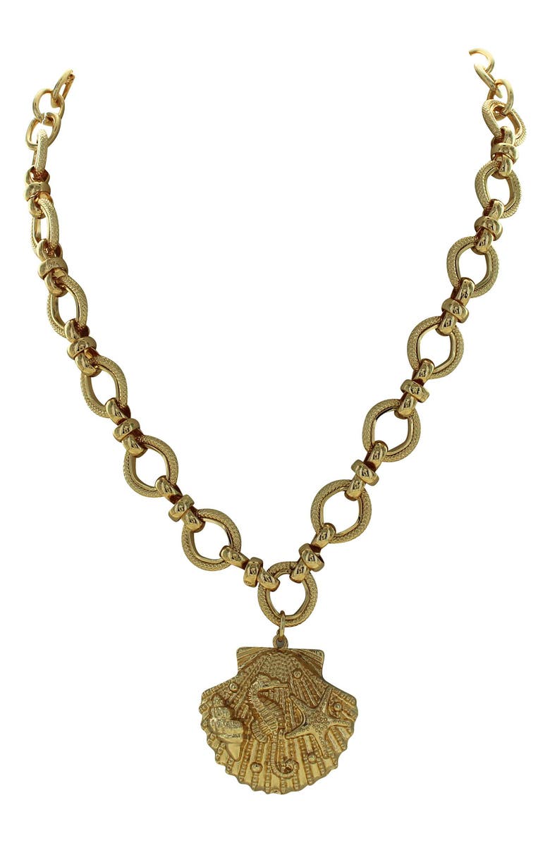 OLIVIA WELLES Shell Pendant Necklace, Alternate, color, Gold