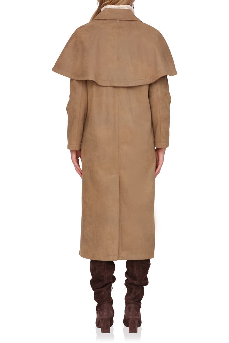 Faux Suede Cape Trench Coat, Alternate, color, FAWN