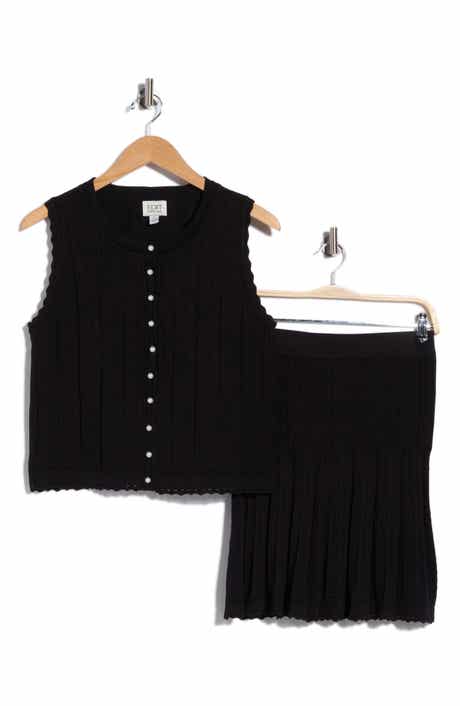Sleeveless Cropped Cardigan and Skirt Set