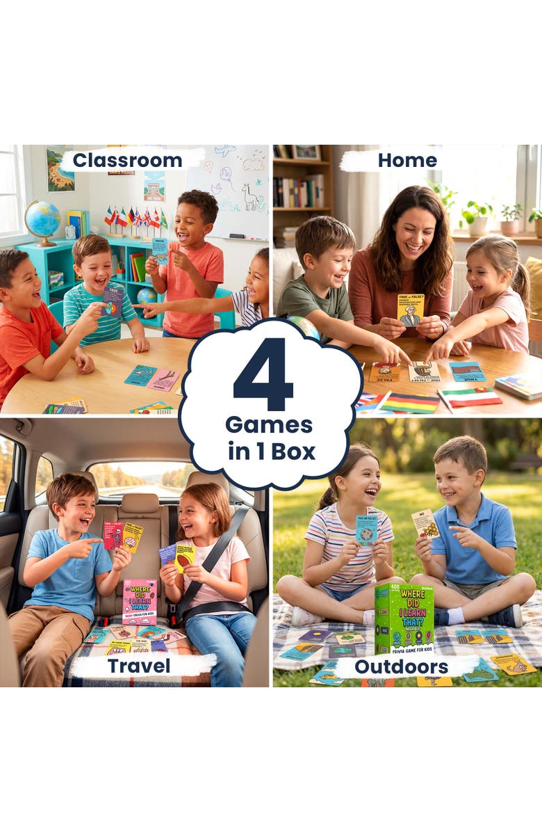 Quokka Kids Trivia Card Games - World, Space, History & Human Body, Alternate, color, 4 Set