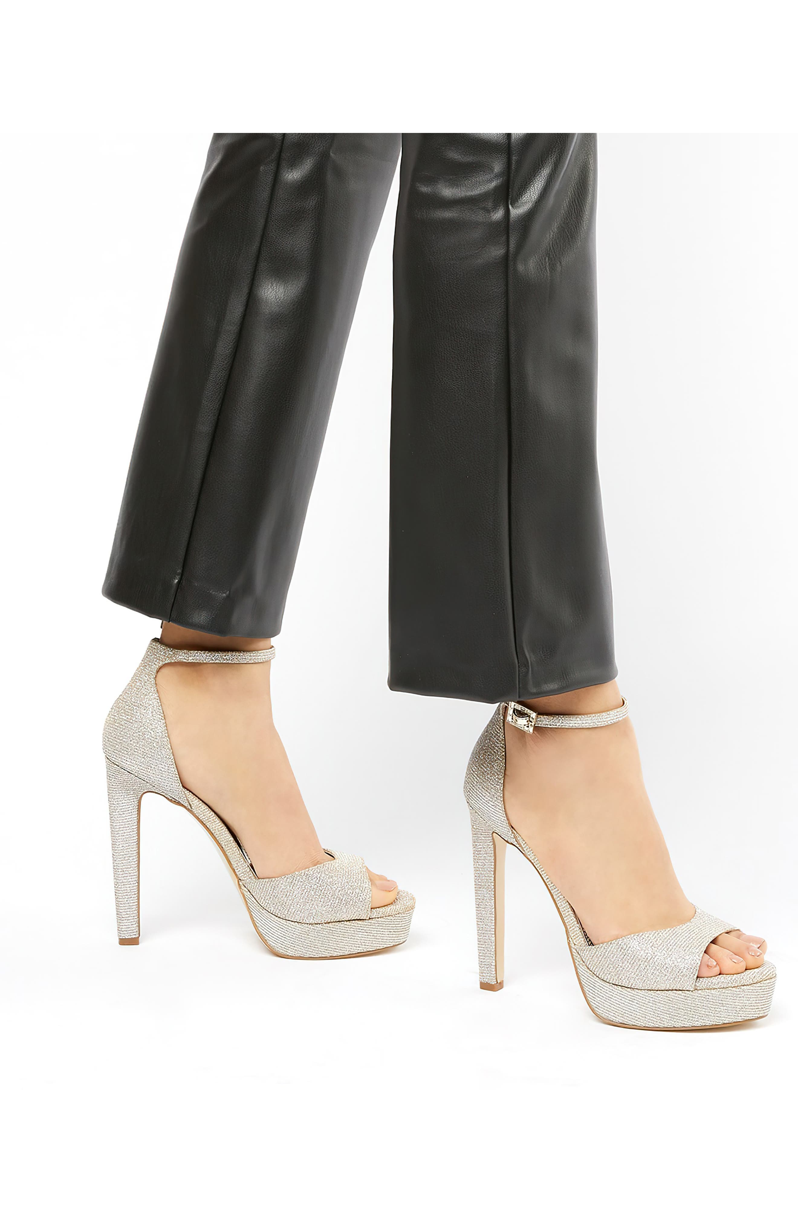 Dune London Mascots Platform Ankle Strap Sandal, Alternate, color, Gold