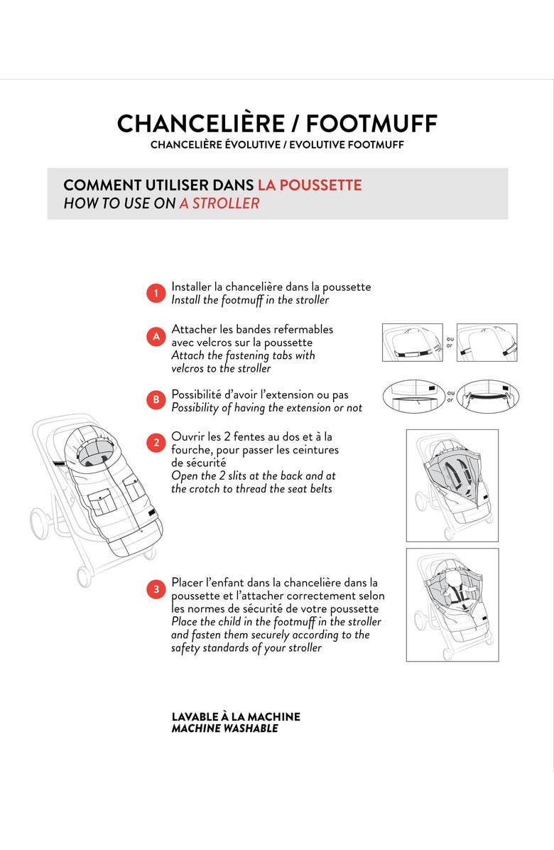 Deux par Deux Gender Inclusive Evolutive Footmuff Designed for Car Seat and Stroller, Alternate, color, Black