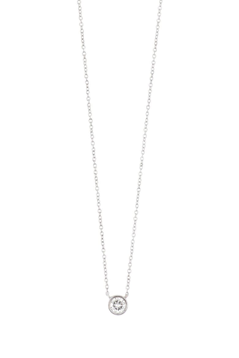 14K Gold Bezel Diamond Pendant Necklace - 0.10 ctw (Nordstrom Exclusive), Main, color, 14KW