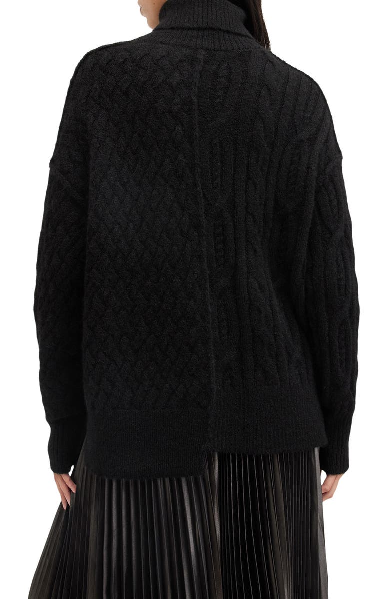 AllSaints Varla Turtleneck Cable Alpaca Blend Sweater, Alternate, color, Black