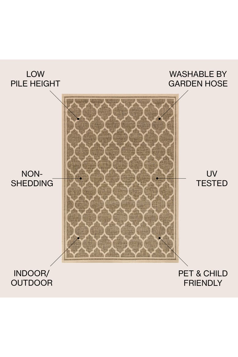 Trebol Moroccan Trellis Textured Weave Indoor/Outdoor Area Rug, Alternate, color, Brown/Beige
