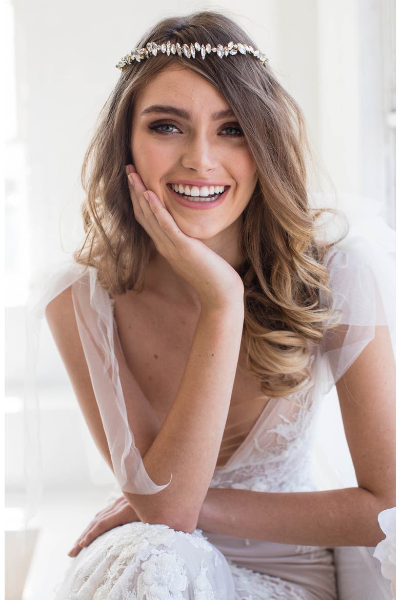 Harlow Crystal Crown Comb, Alternate, color, ROSE GOLD