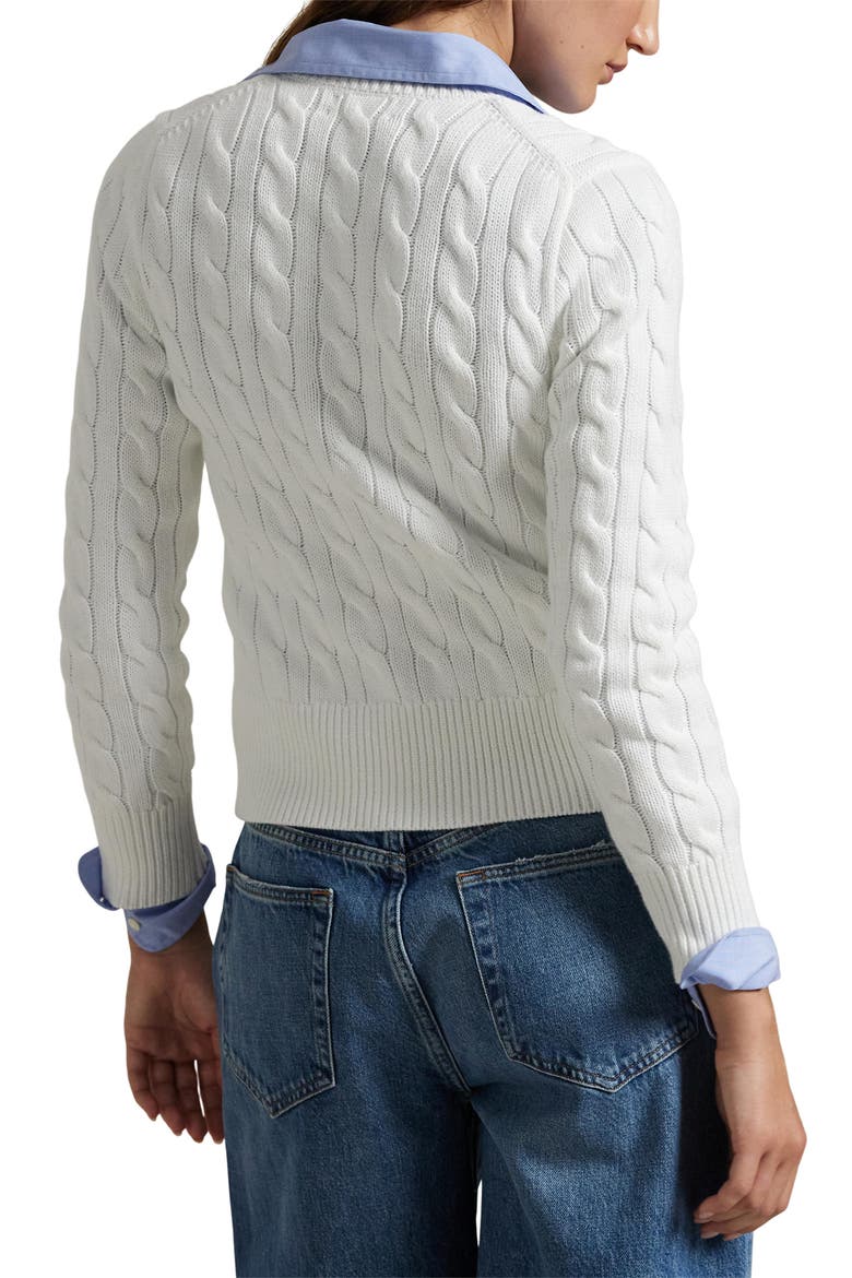 Cable Knit Cotton Cardigan, Alternate, color, WHITE
