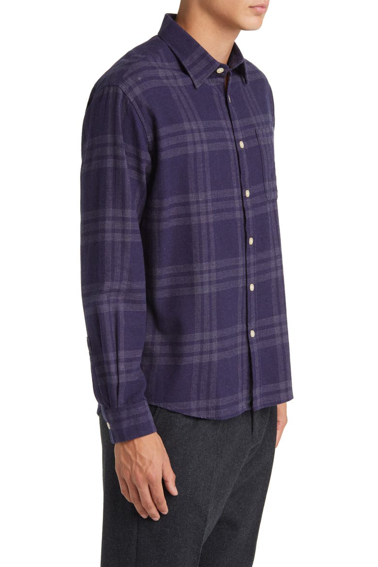 Deon 5465 Plaid Organic Cotton Flannel Button-Up Shirt, Alternate, color, NAVY CHECK