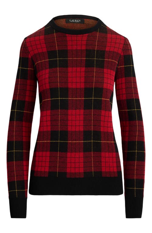 Ralph Lauren Plus Size Plaid Crew Neck Sweater In Red