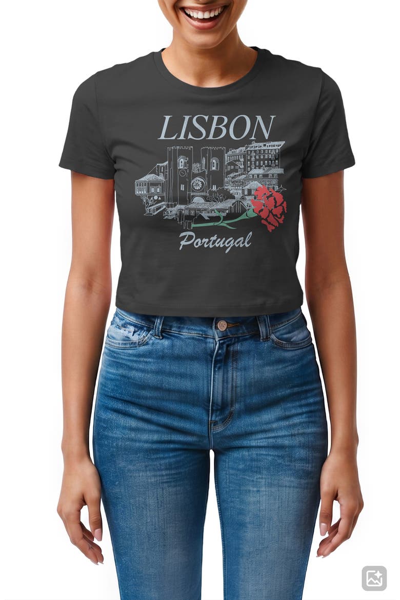 Libson Crop Graphic T-Shirt, Main, color, CAVIAR