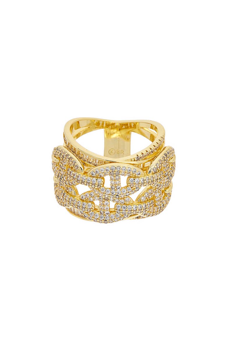 CZ Layered Link Ring, Main, color, YELLOW GOLD