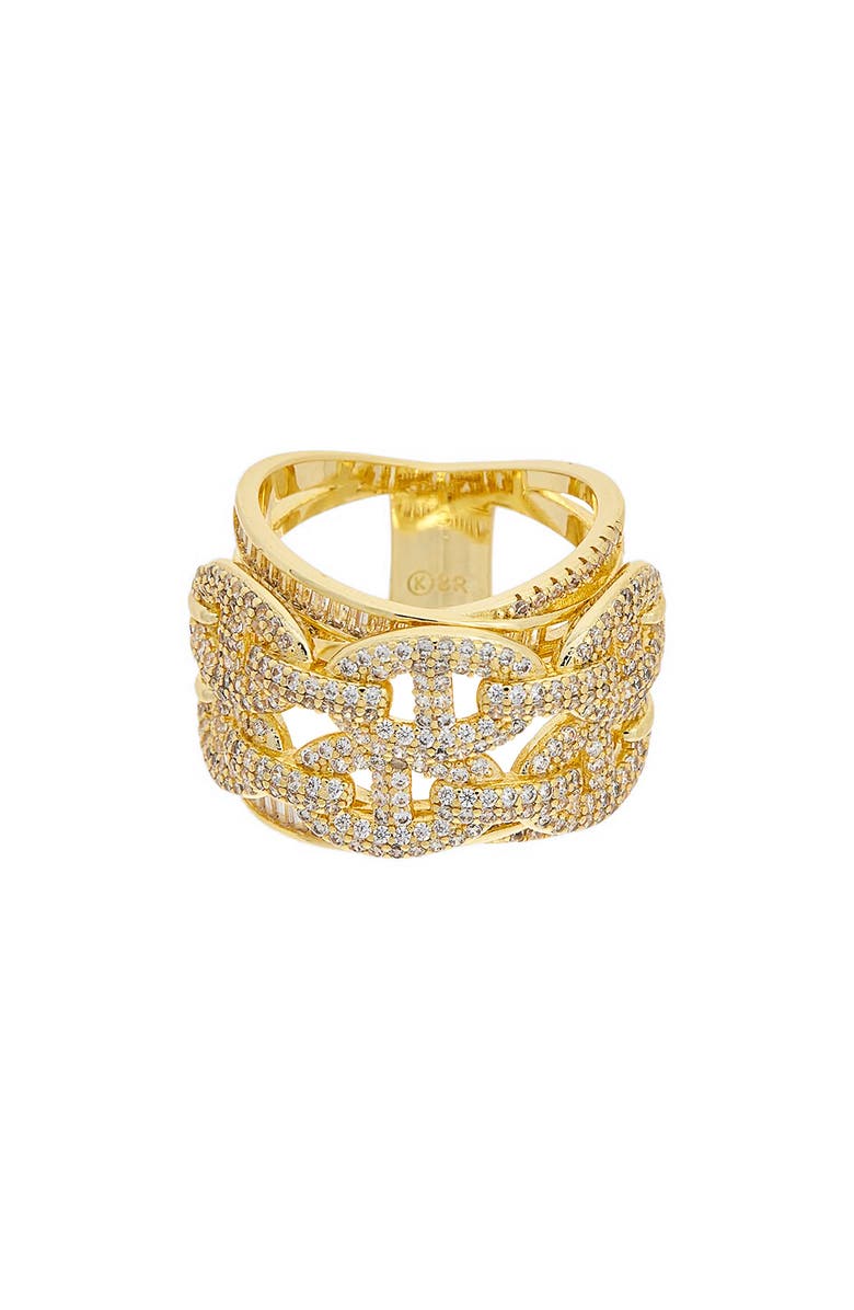 Juvell CZ Layered Link Ring, Main, color, Yellow Gold