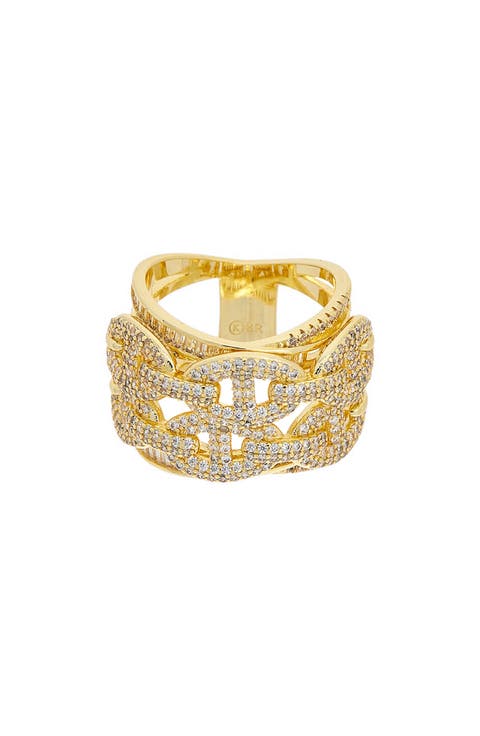 CZ Layered Link Ring