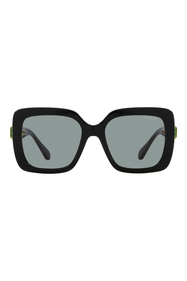 55mm Square Sunglasses, Main, color, BLACK