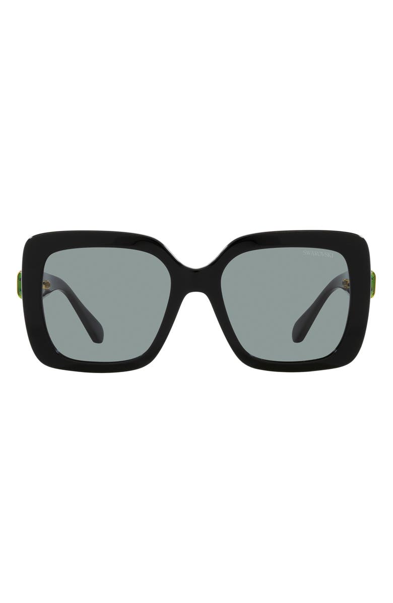 Swarovski 55mm Square Sunglasses, Main, color, Black