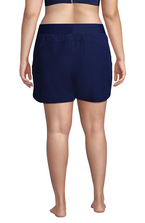 Lands' End Plus Size 5" Board Shorts With Panty In Deep Sea Navy