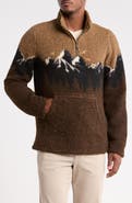 Rainforest Mountain Print Quarter Zip High-Pile Fleece Pullover