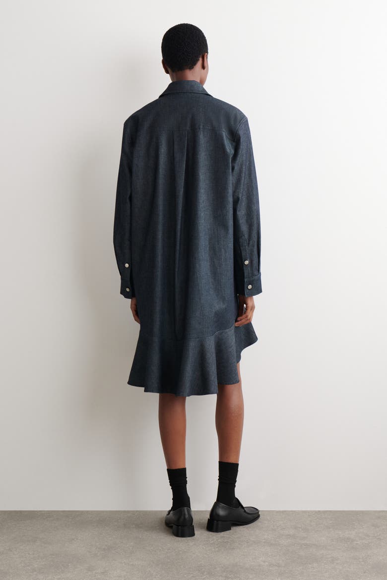 Flared Denim Mini Shirt Dress, Alternate, color, INDIGO