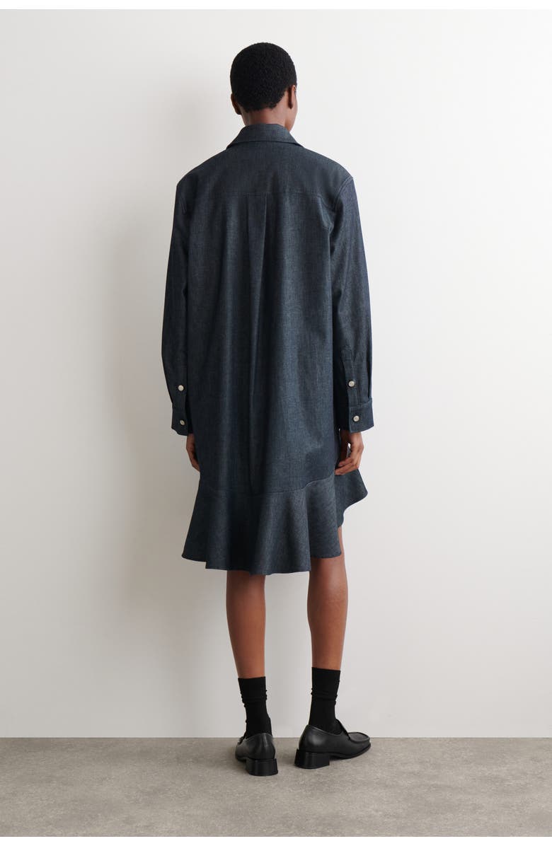 COS Flared Denim Mini Shirt Dress, Alternate, color, Indigo