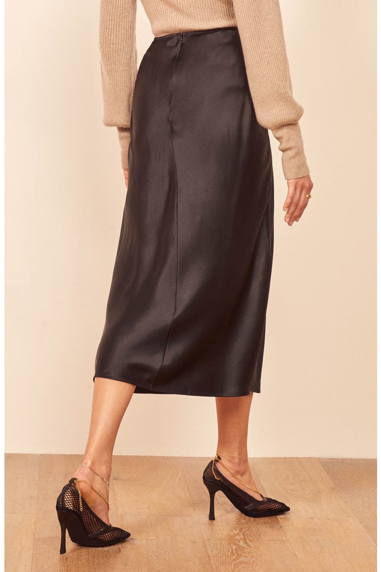 Pratt Silk Midi Skirt, Alternate, color, BLACK