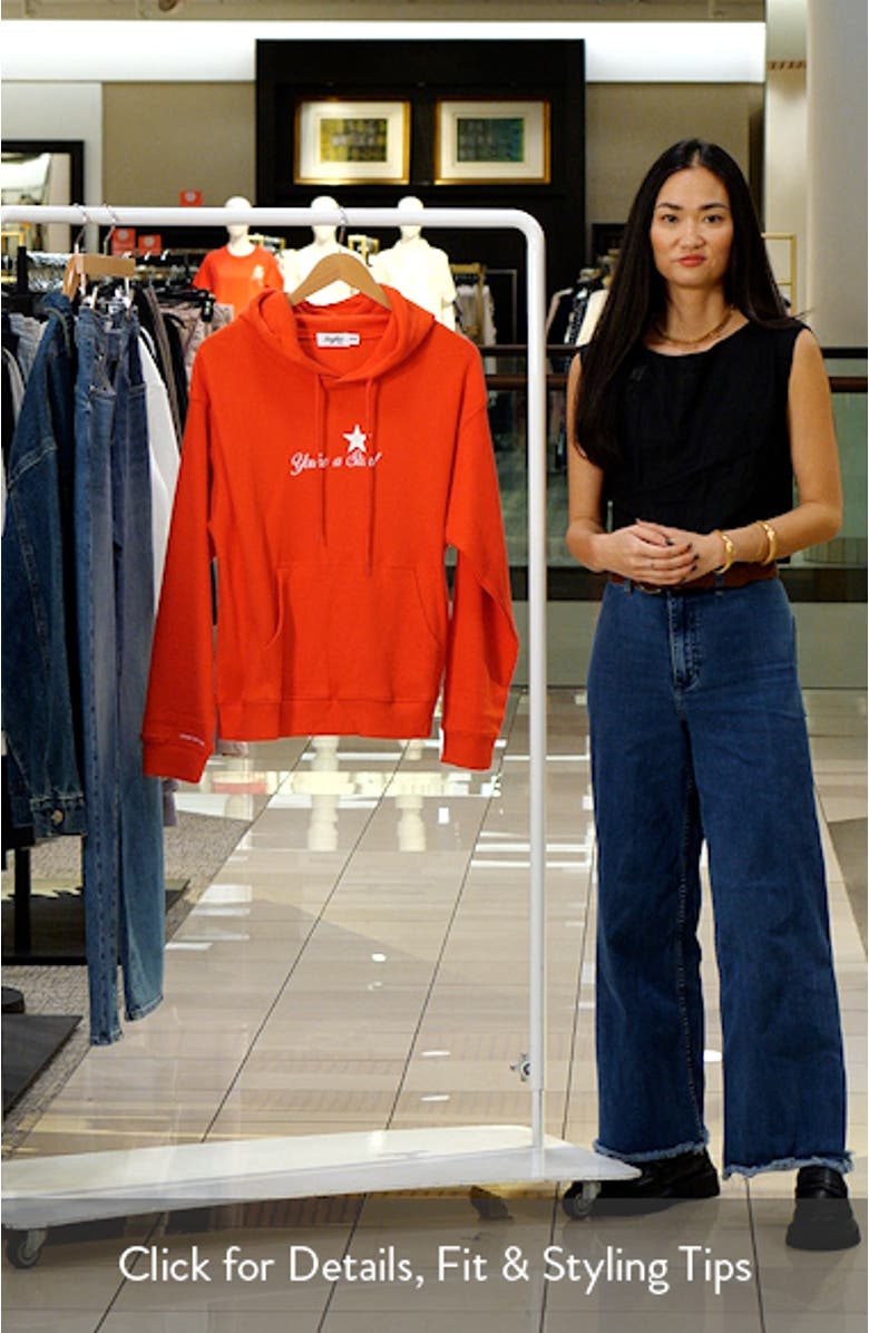 Relaxed Fit You Are a Star Waffle Knit Graphic Hoodie, sales video thumbnail