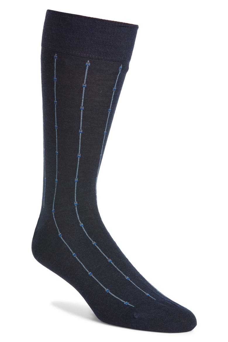 Botolph Vertical Mini Box Stripe Wool Blend Dress Socks, Main, color, NAVY