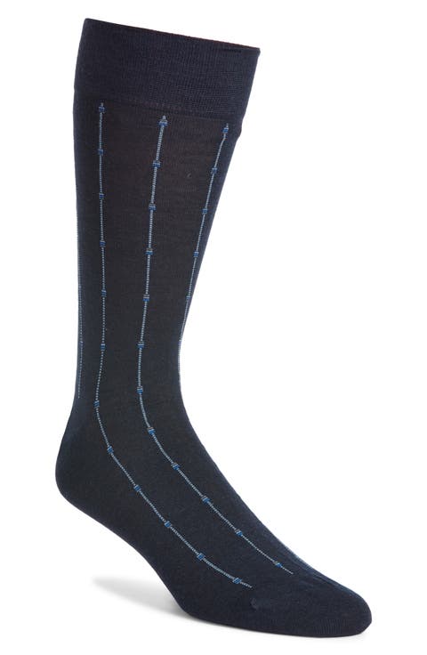 Botolph Vertical Mini Box Stripe Wool Blend Dress Socks