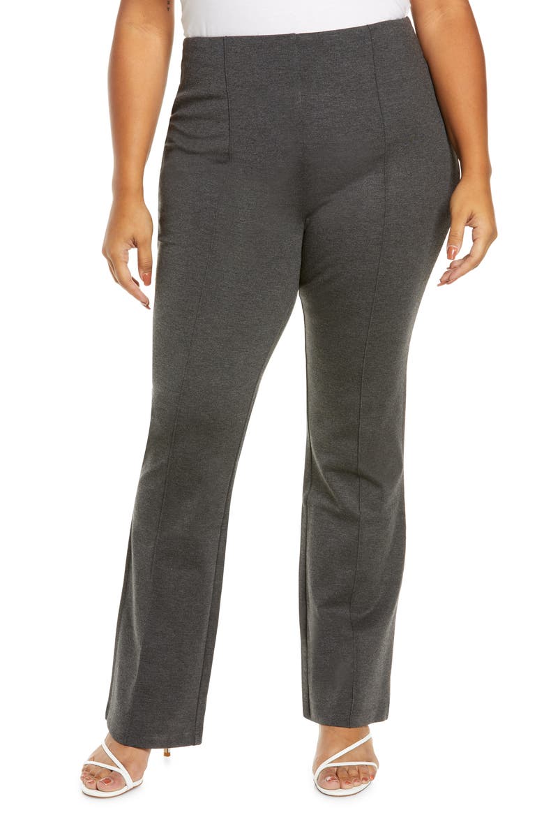 'Lyssentials Elysse High Waist Wide Leg Ponte Pants, Main, color, CHARCOAL