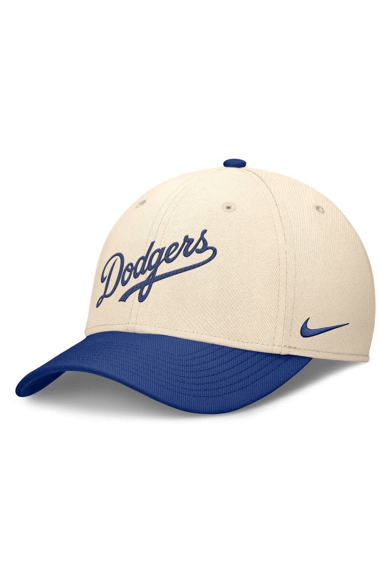 Nike Men's Nike Natural/Royal Los Angeles Dodgers Statement Rise Performance Flex Hat, Main, color, 