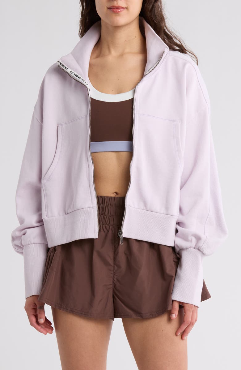 Free People FP Movement High Jump Oversize Zip-Up Jacket, Main, color, Rose