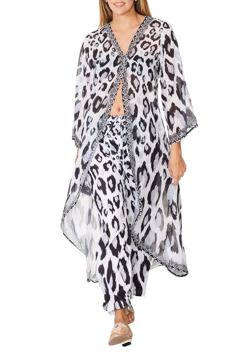Leopard Duster, Main, color, BLACK AND WHITE