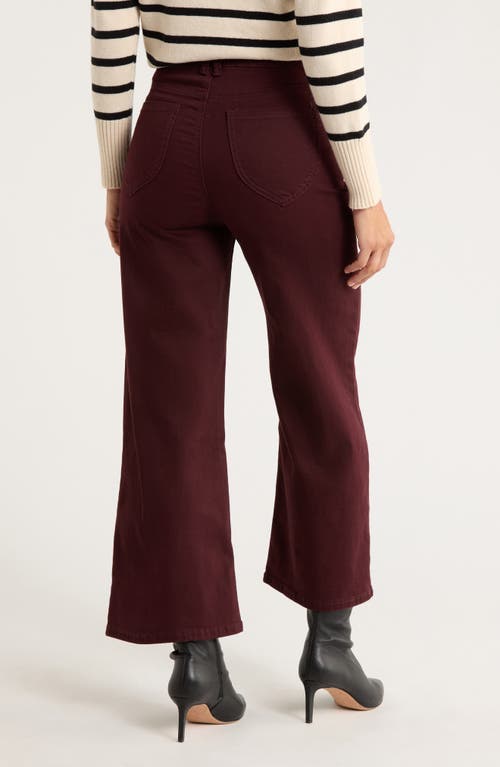 Vigoss Dylan Crop Wide Leg Jeans In Burgundy