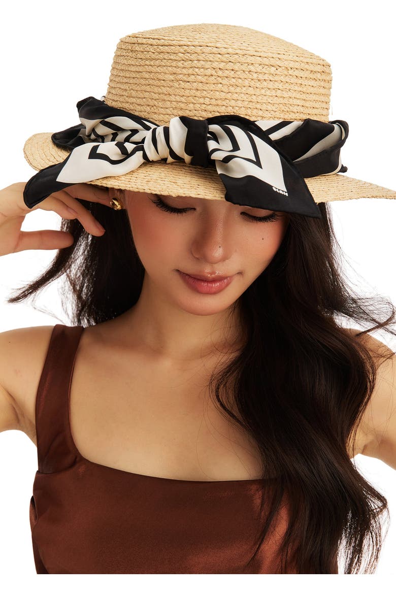 Stripe Mood Silk Bandana Scarf 26, Alternate, color, Balck and White