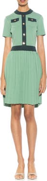 Alexia Admor Anders Short Sleeve Pleated Fit & Flare Dress