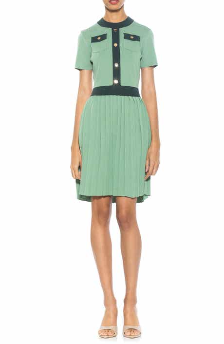 Alexia Admor Anders Short Sleeve Pleated Fit & Flare Dress