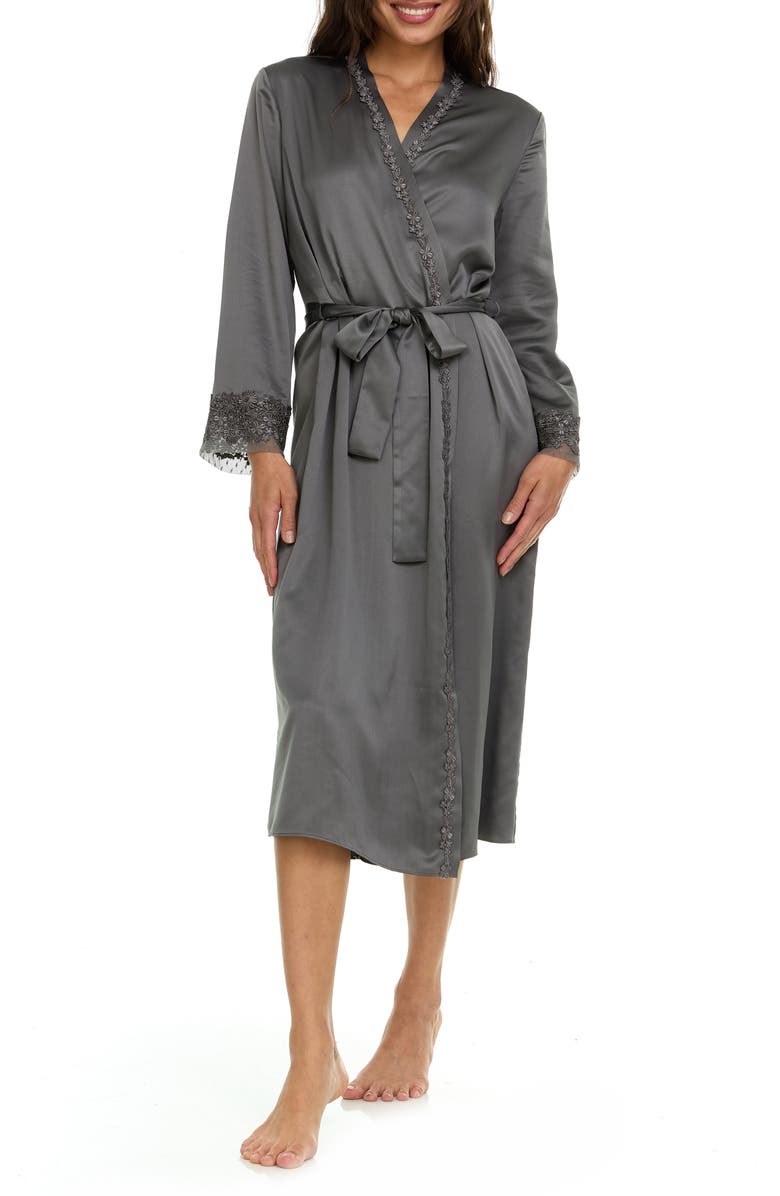Flora Nikrooz Showstopper Long Robe, Alternate, color, Gray