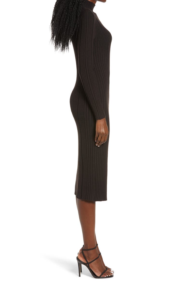 Jolie Rib Long Sleeve Knit Midi Dress, Alternate, color, CHOCOLATE TRUFFLE-BLACK