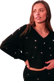 ELOQUII Heart Embellished Sweater
