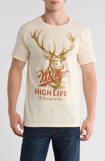 The Forecast Agency Miller High Life Cotton Graphic T-shirt In Neutral