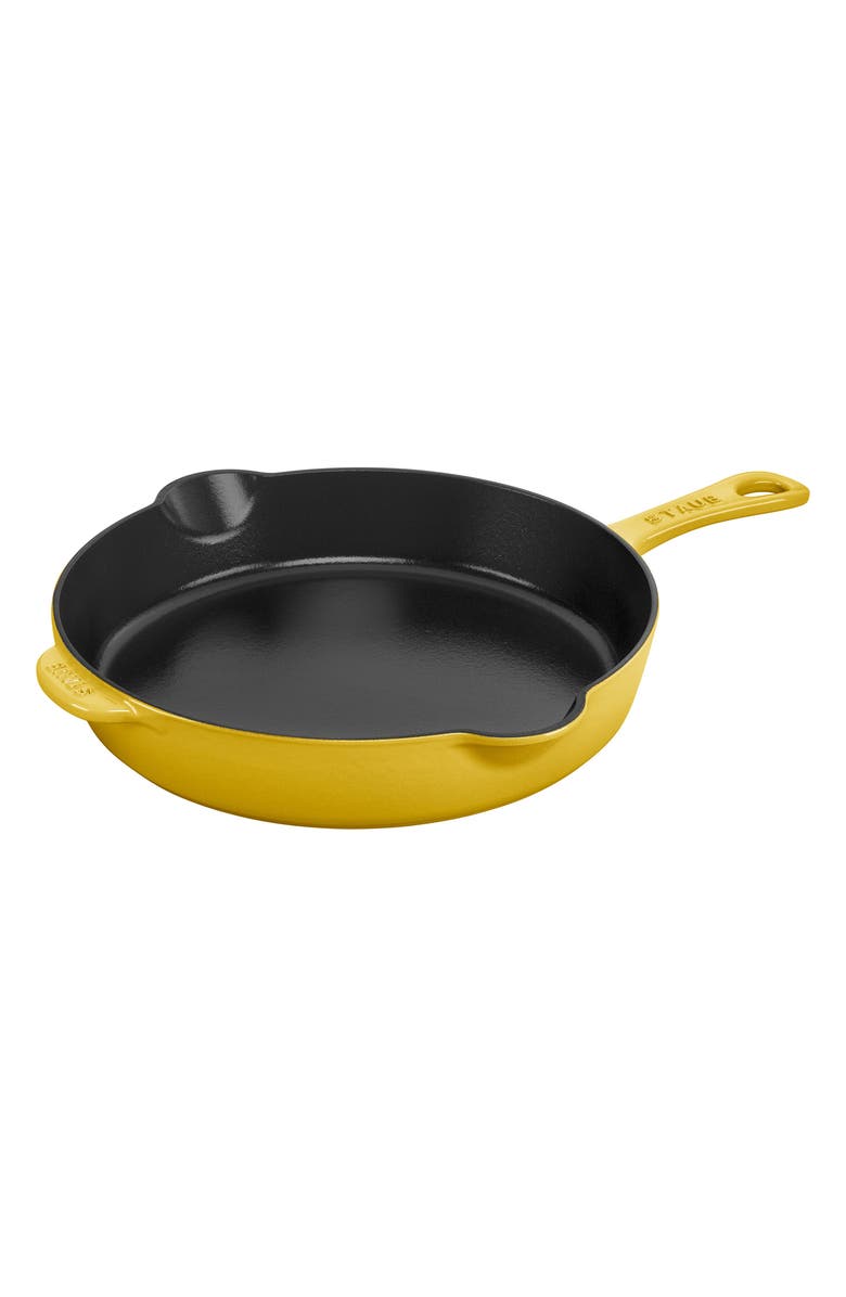 Staub 11-Inch Enameled Cast Iron Traditional Skillet, Main, color, Citron