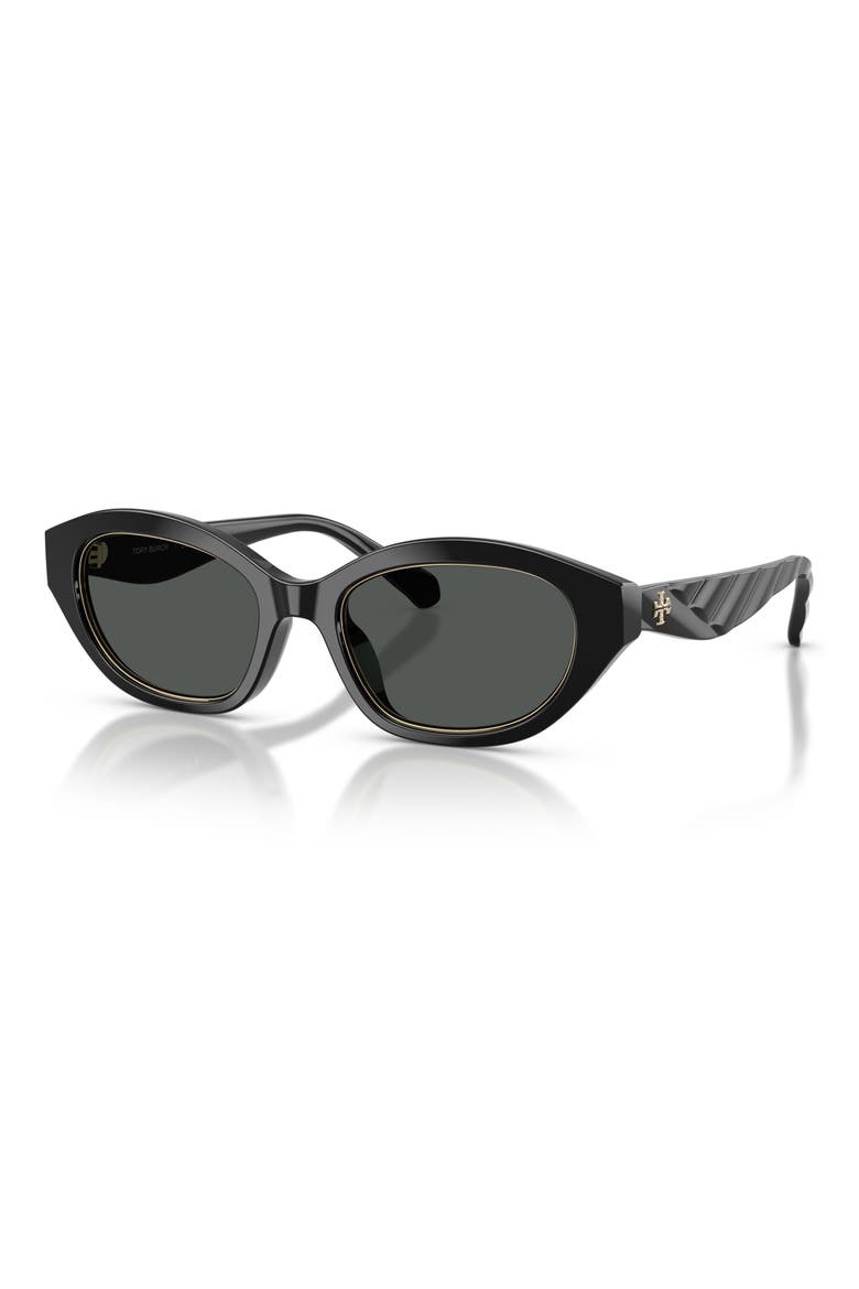 52mm Irregular Sunglasses, Alternate, color, BLACK / DARK GREY