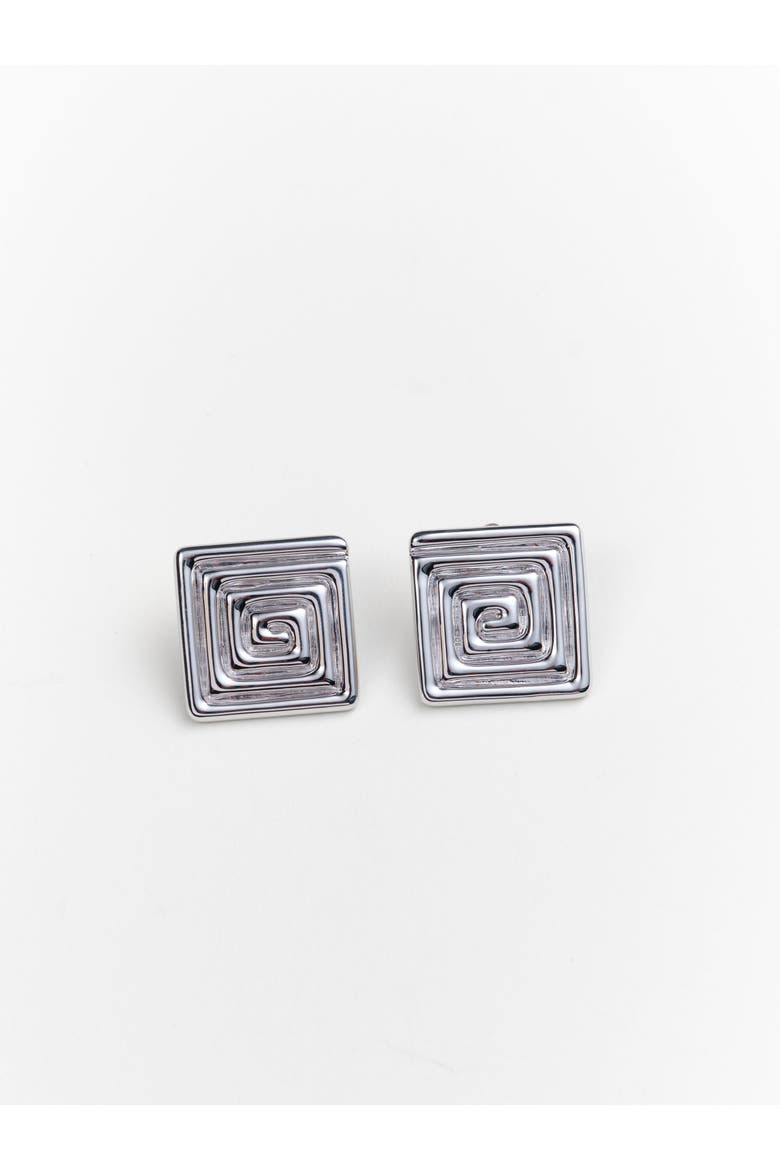 Morgan Square Earrings, Main, color, Recycled Sterling Silver