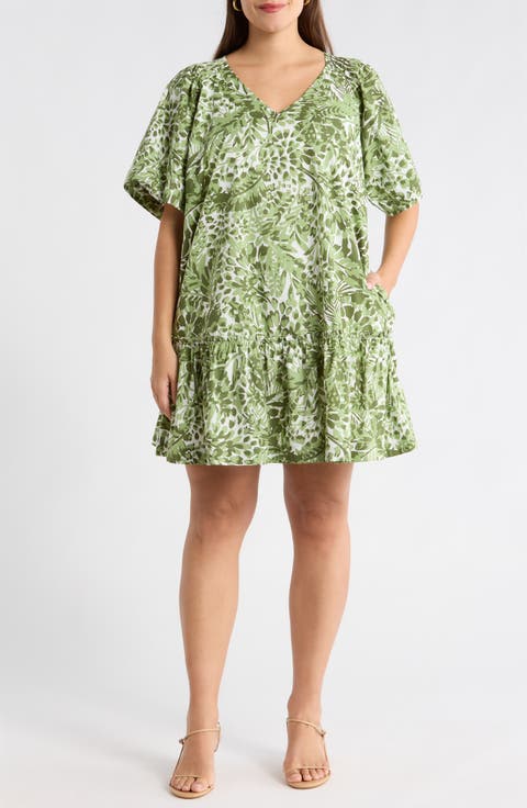 Irenan Leaf Ashby Shift Minidress (Plus)