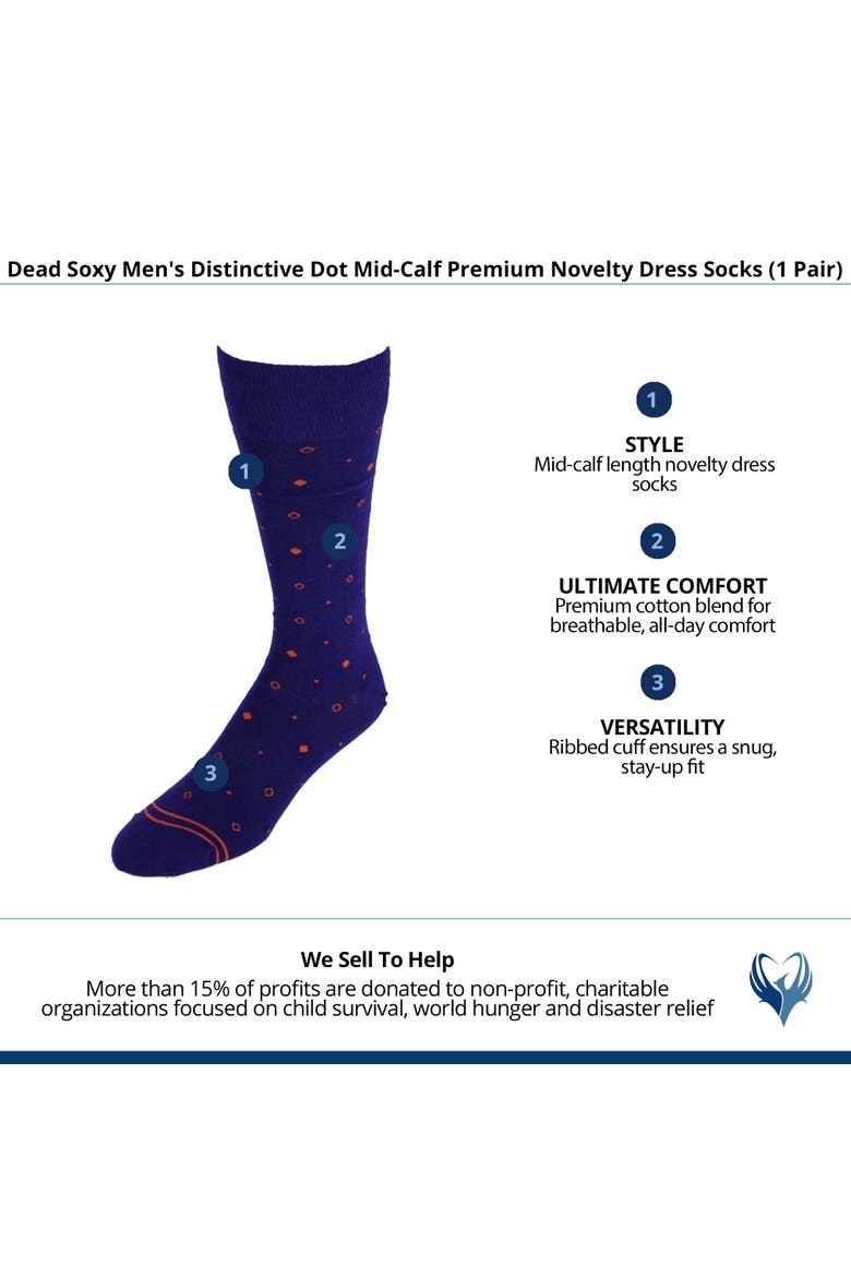Men's Distinctive Dot Mid-Calf Premium Novelty Dress Socks, Alternate, color, Purple