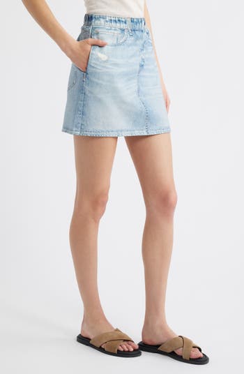Miramar Pull-On Trompe l'Oeil Faux Denim Cotton Terry Miniskirt
