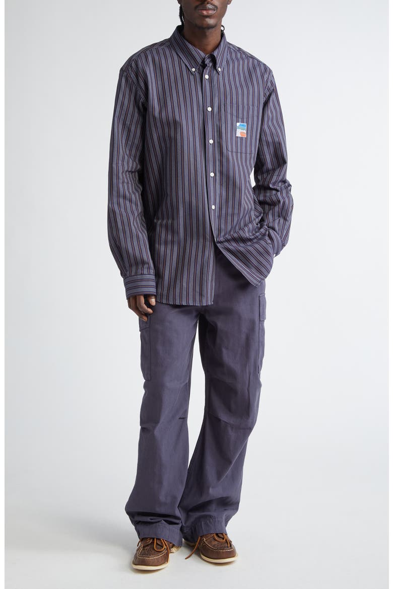 Cotton Herringbone Cargo Pants, Alternate, color, DARK BLUE